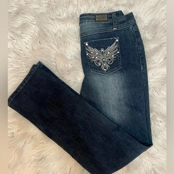 EARL Jeans Rhinestone Butterfly size 6 Waist 30 Inch Length 30 Inch NWT - Picture 9 of 10